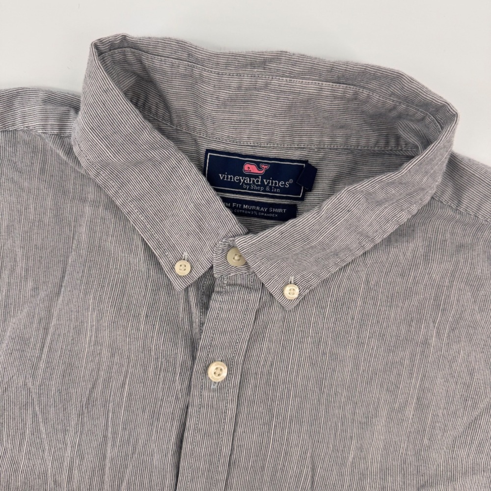 Vineyard Vines Murray Shirt Men 2XL Navy White Micro-Stripe Slim Fit Button Down